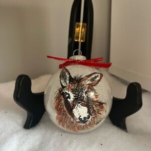 Festive Donkey Ornament with Red Bow